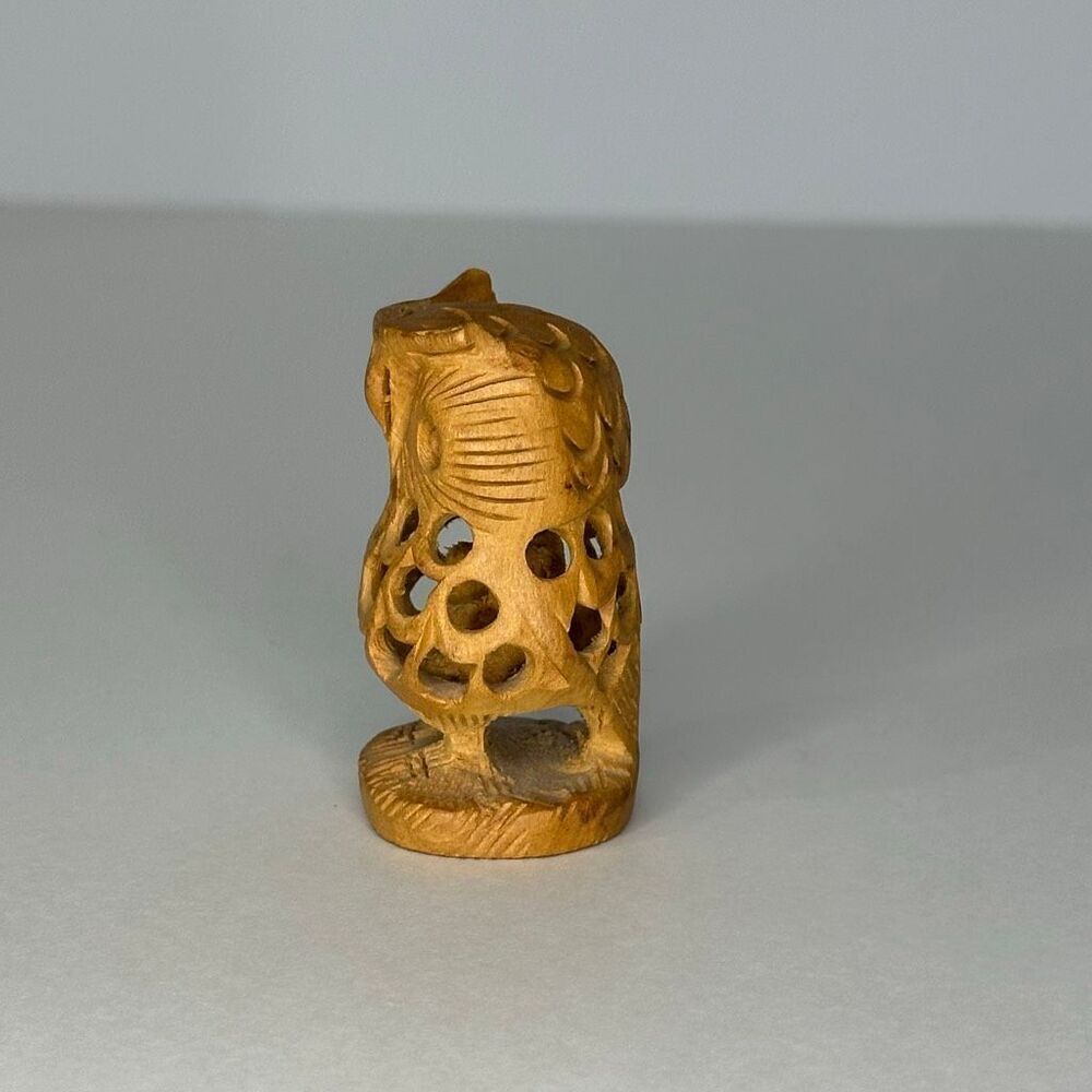 Vintage Hand Carved Wooden Owl With Baby Owl Inside - Picture 2 of 10